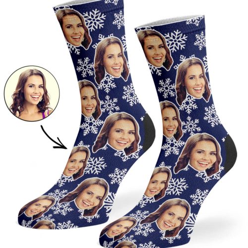 Navy Christmas Snowflake Socks