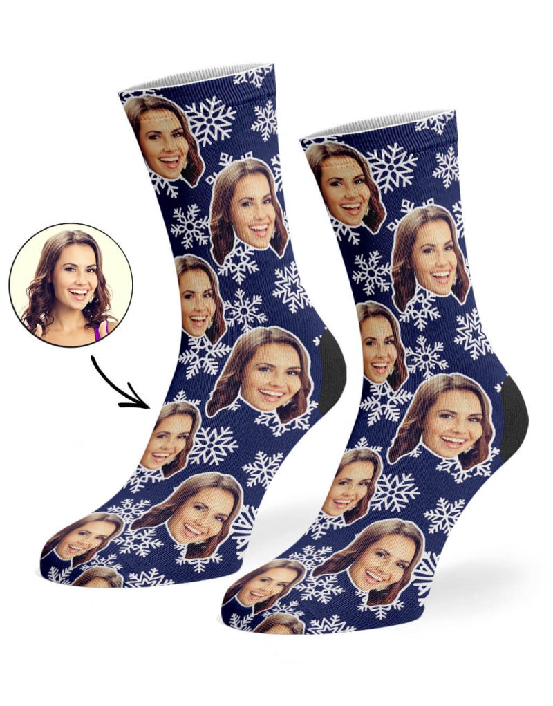 Navy Christmas Snowflake Socks