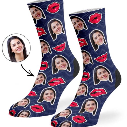 Navy Comic Lips Socks