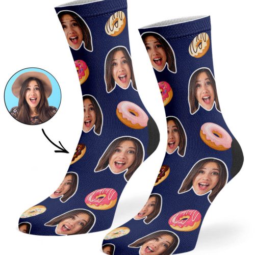 Navy Donut Face Socks