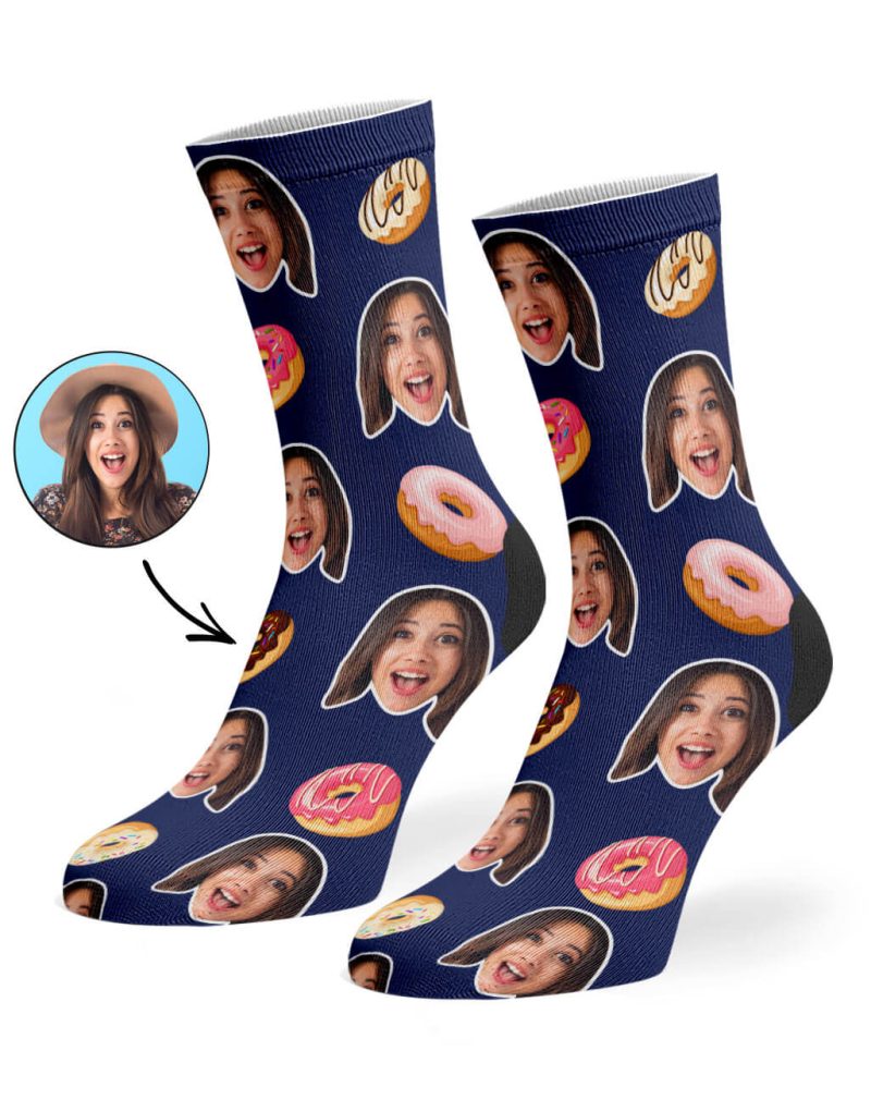 Navy Donut Face Socks