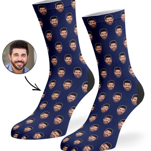 Navy Face Pattern Socks