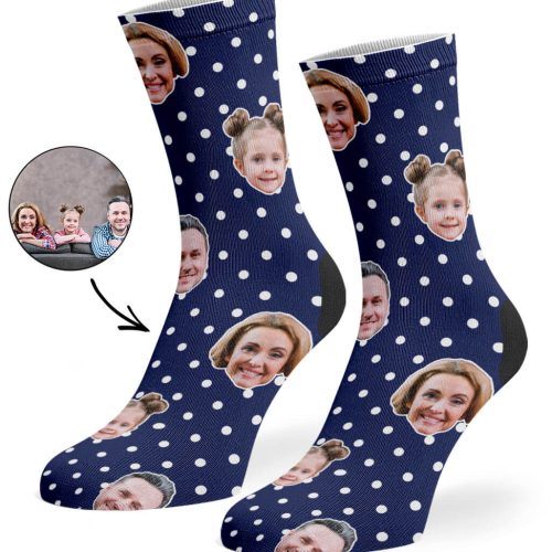 Navy Family Spotty Face Socks