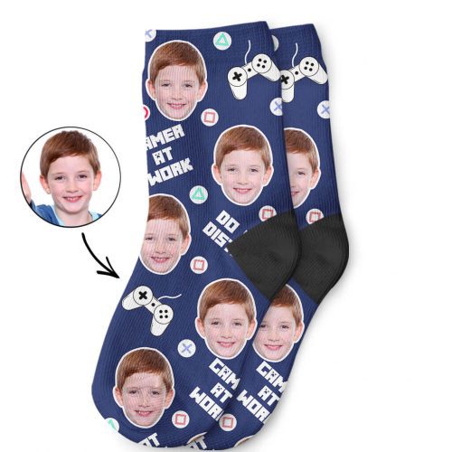 Gamer Face Kids Photo Socks