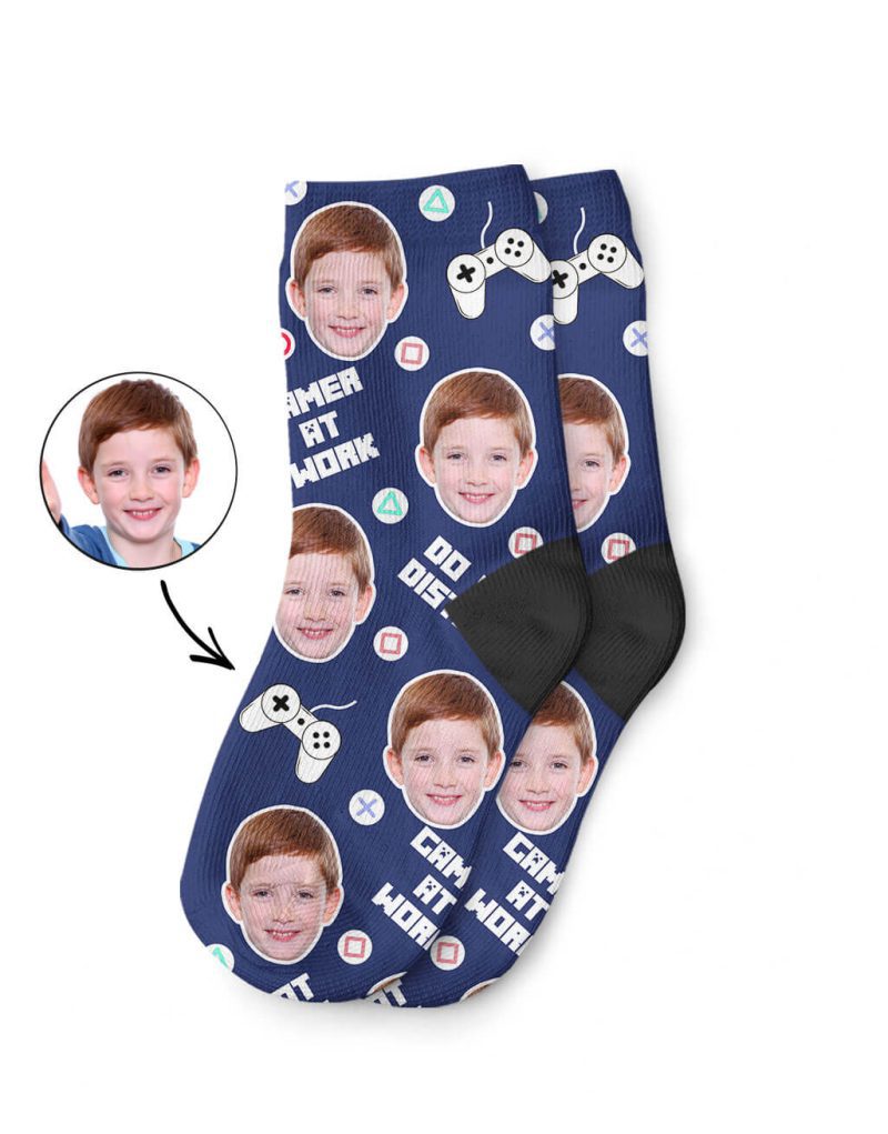 Gamer Face Kids Photo Socks