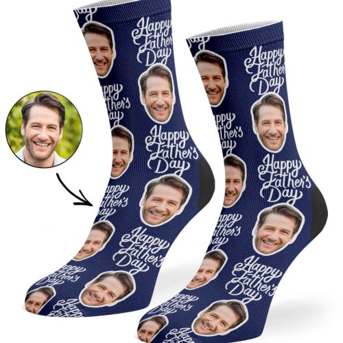 Navy Happy Fathers Day Socks