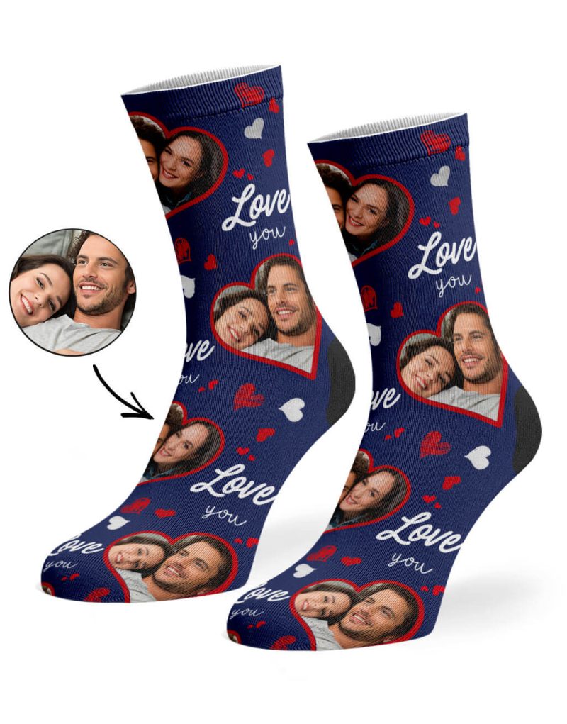 Navy Heart Photo Collage Socks