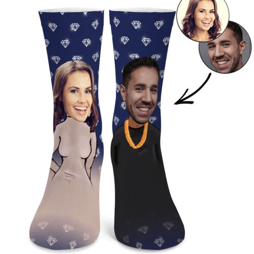 Navy KIM K KANYE ME SOCKS