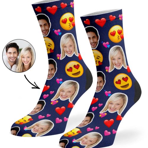 Navy Love Emoji Socks