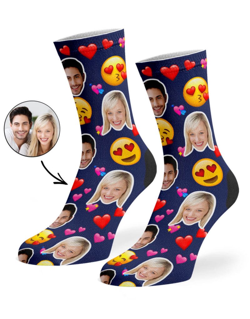 Navy Love Emoji Socks