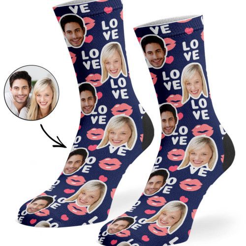 Navy Love Lips Socks