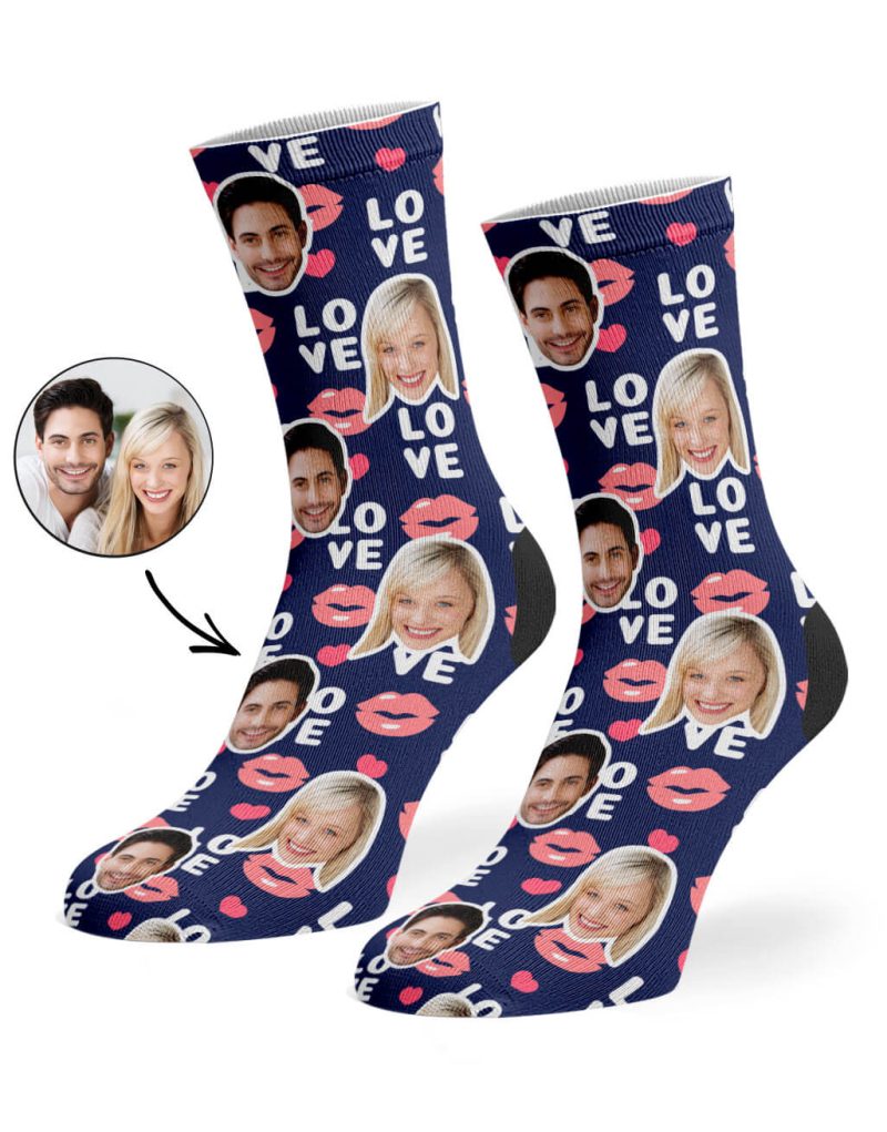 Navy Love Lips Socks