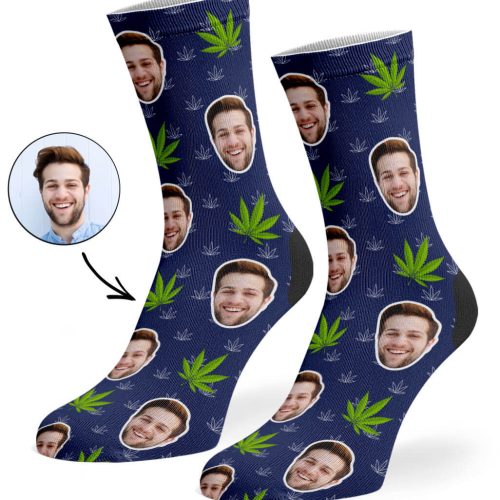 Navy Marijuana Socks