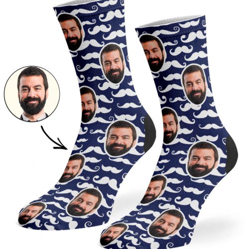 Navy Moustache Pattern Socks