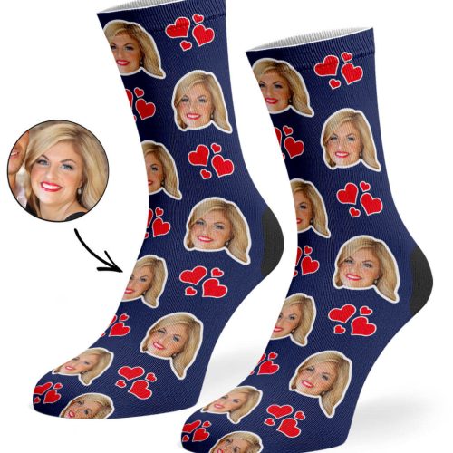 Navy My Valentine Face Socks