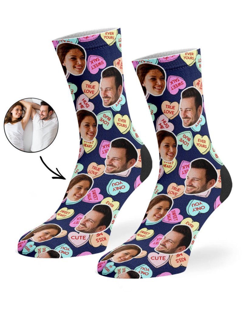 Navy Nice Love Hearts Socks