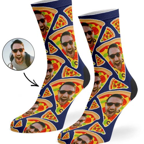 Navy Pizza My Face Socks