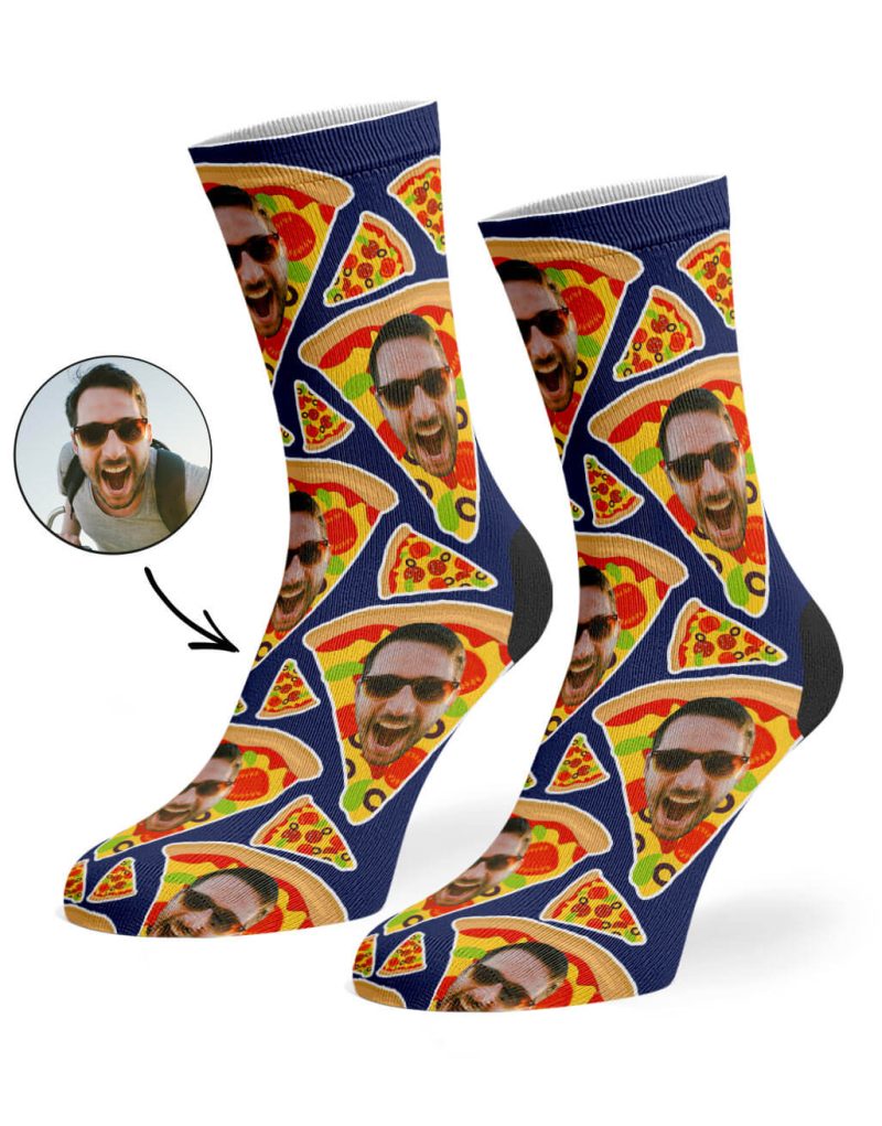 Navy Pizza My Face Socks