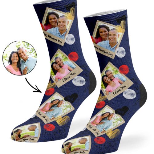 Navy Polaroid Love Socks