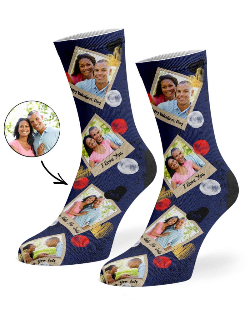 Navy Polaroid Love Socks