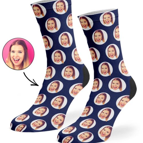 Navy Polka Circle Socks