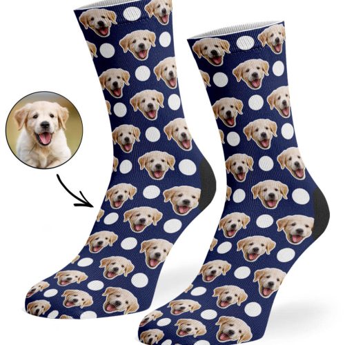 Navy Polka Dog Socks