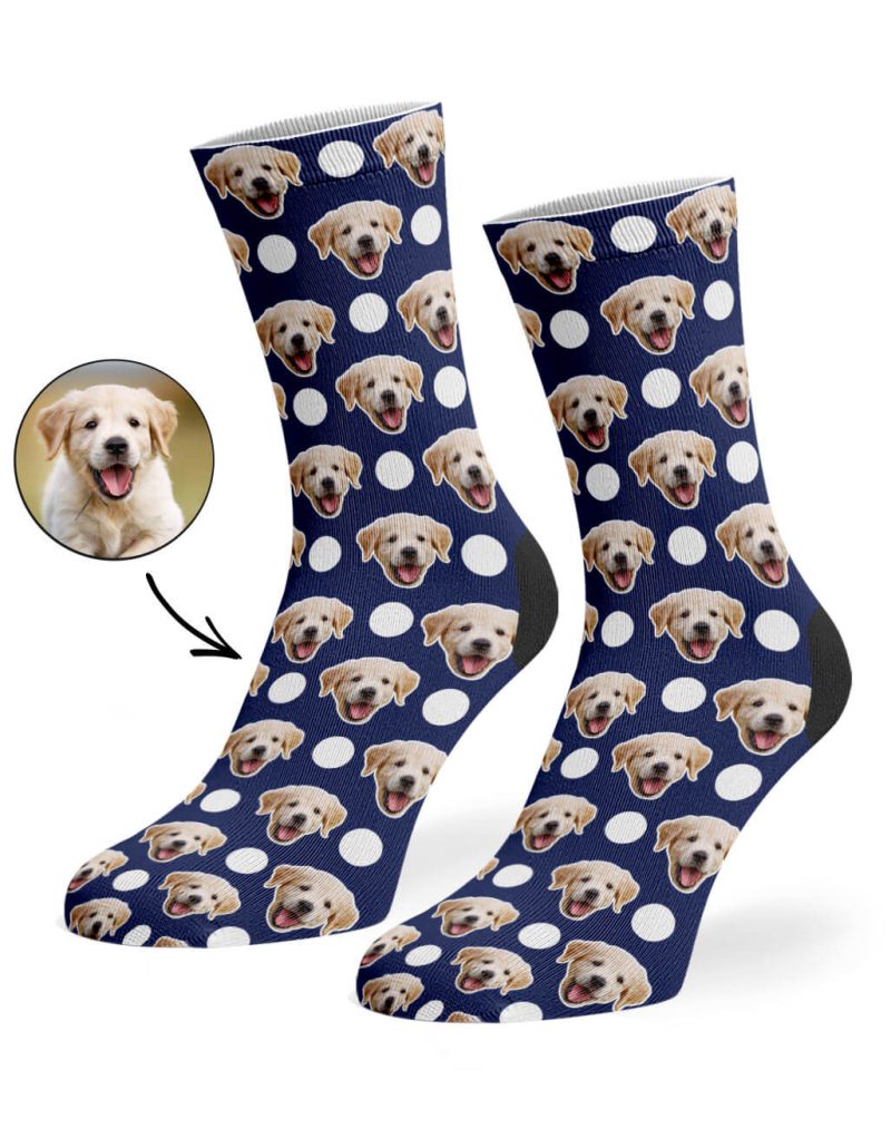 Navy Polka Dog Socks