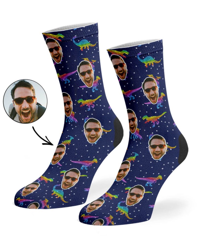 Navy Rainbow Dinosaur Socks