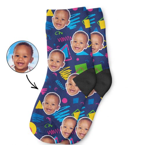 Retro Doodle Face Childrens Socks