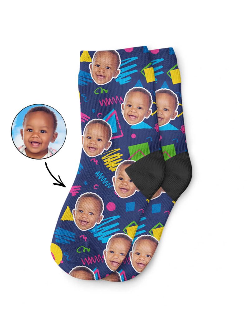 Retro Doodle Face Childrens Socks