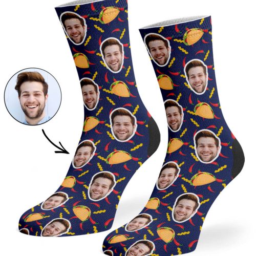 Navy Taco Face Socks