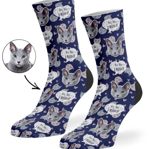 Navy You Are Purrfect Socks