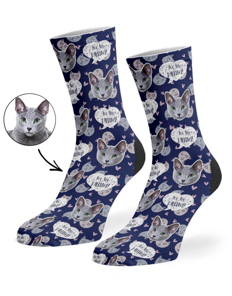 Navy You Are Purrfect Socks