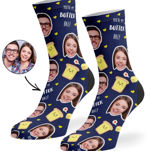 Navy You re My Butter Half Socks