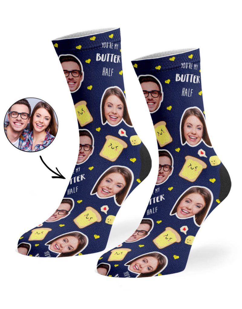 Navy You re My Butter Half Socks