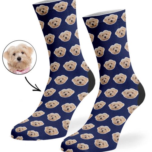 Navy Your Dog Pattern Socks