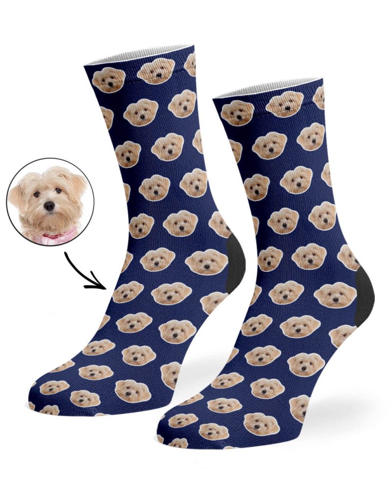 Navy Your Dog Pattern Socks