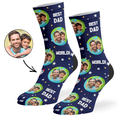 Navy Best Dad In The World Socks