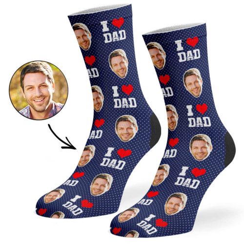 Navy I Love Dad Socks