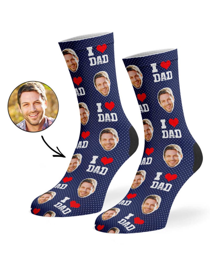 Navy I Love Dad Socks