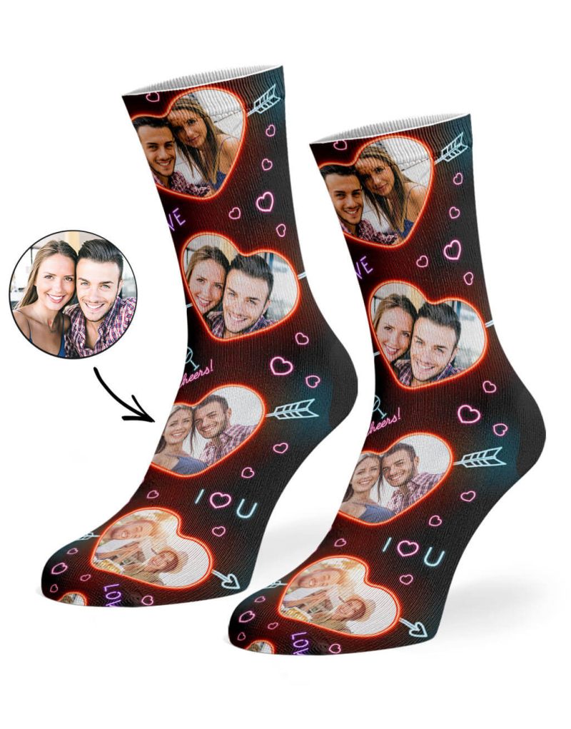 Neon Hearts Collage Socks