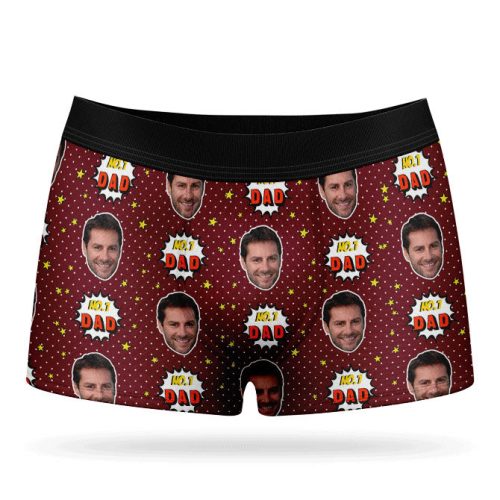 Number 1 Dad Boxers Burgundy