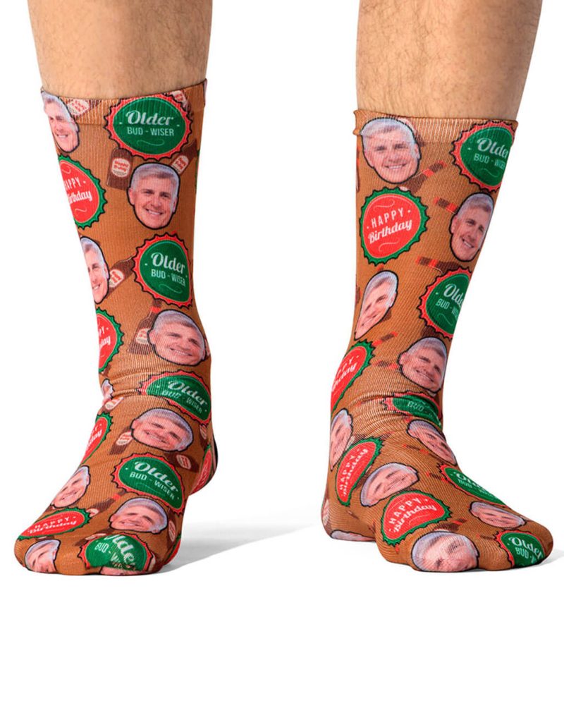 Older Bud Wiser Birthday Socks