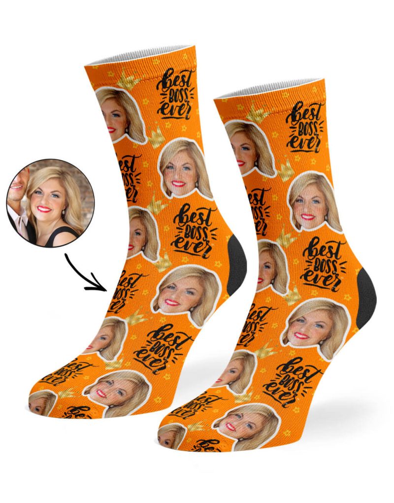 Orange Best Boss Ever Socks