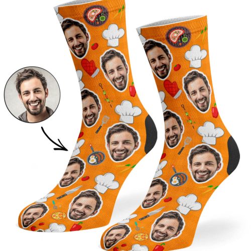 Orange Chef Face Socks