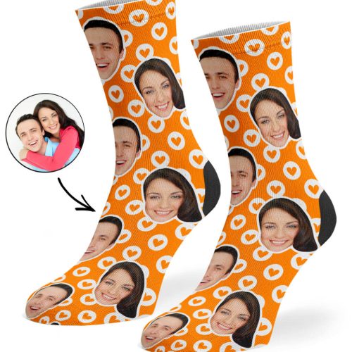 Orange Circle Hearts Socks