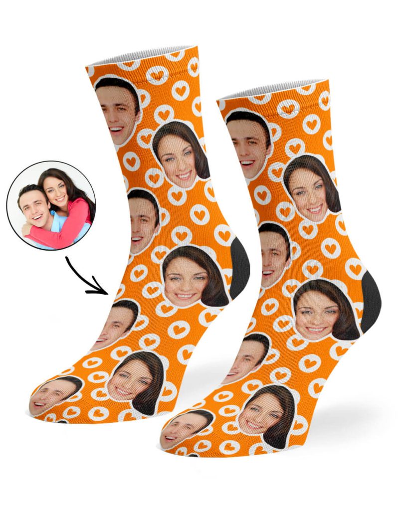 Orange Circle Hearts Socks