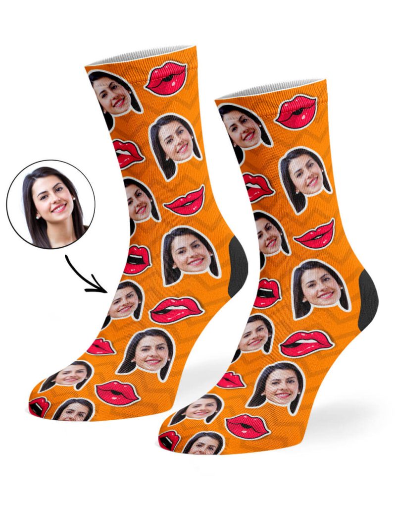 Orange Comic Lips Socks