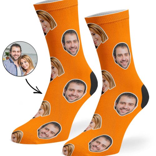 Orange Couple Face Socks