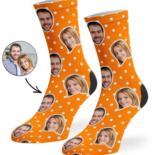 Orange Couples Spotty Face Socks